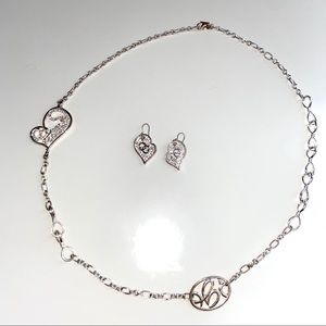 Guess Silver Logo Chain Necklace & Earrings
